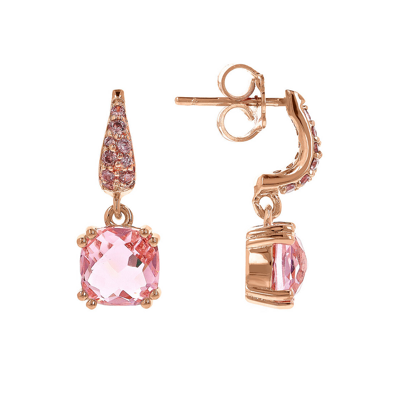 Pendant Earrings with Nano Square Crystal and Pavé