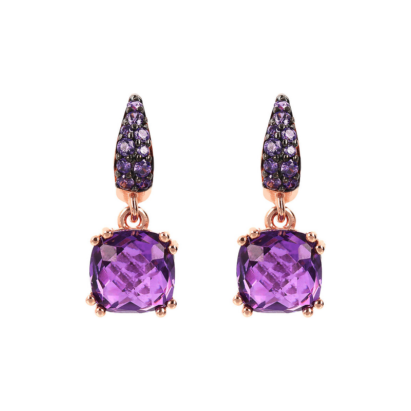 Pendant Earrings with Nano Square Crystal and Pavé