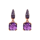 Boucles d'Oreilles Pendantes avec Pierre Prisma Gem et Pavé