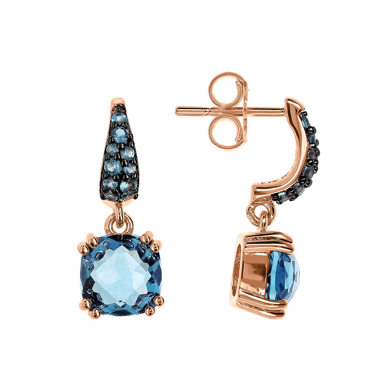 Pendant Earrings with Nano Square Crystal and Pavé