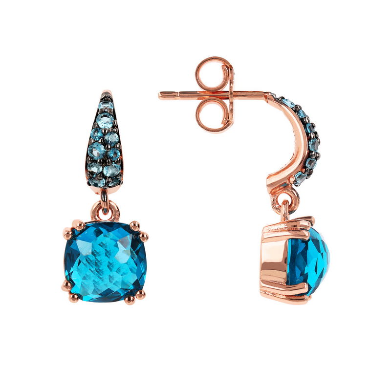 Pendant Earrings with Nano Square Crystal and Pavé