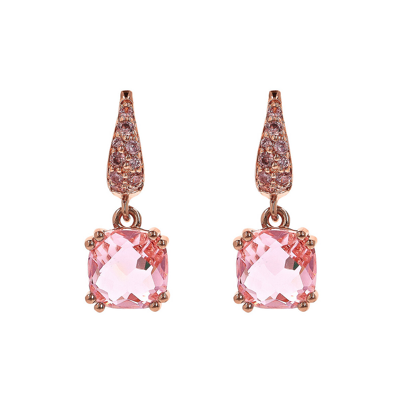 Boucles d'Oreilles Pendantes avec Pierre Prisma Gem et Pavé