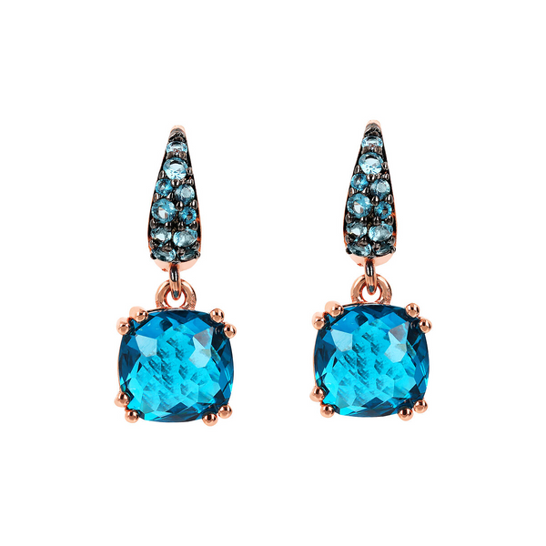 Pendant Earrings with Nano Square Crystal and Pavé