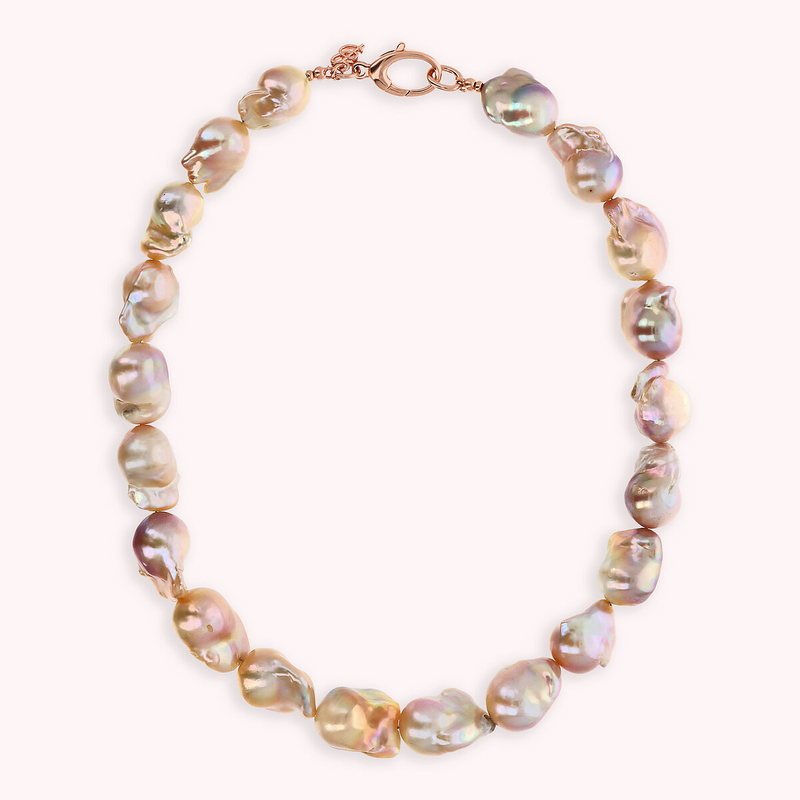 Collier avec perles baroques d'eau douce multicolores