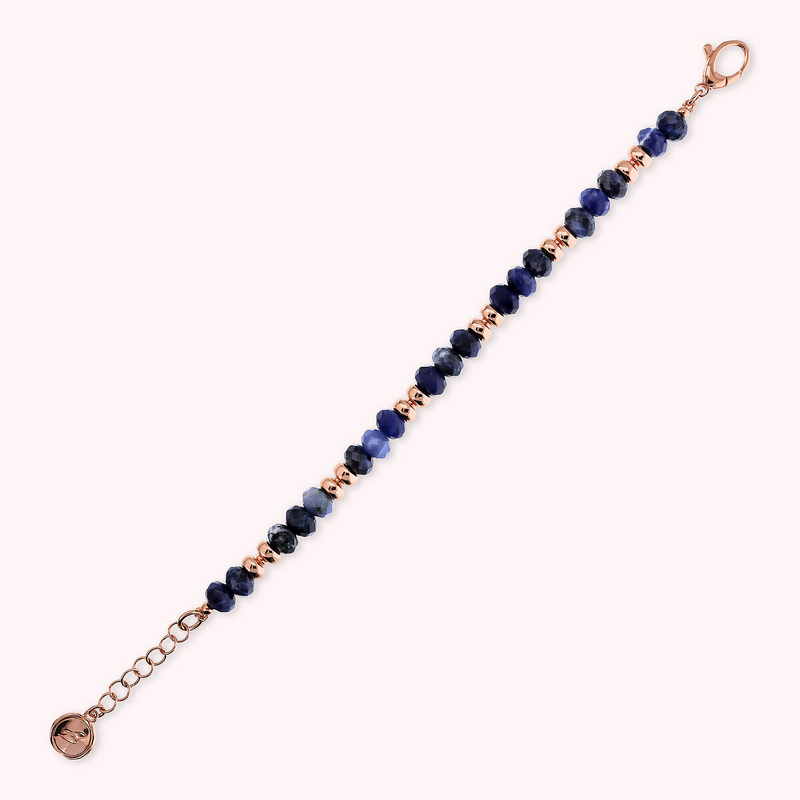 Bracelet avec Rondelle Rosé Doré et Pierres Naturelles Facettées