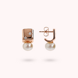 Lobe Earrings with Étoile and White Freshwater Button Pearls Ø 8 mm