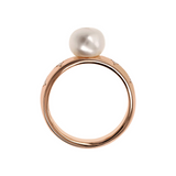 Band ring with Étoile and white freshwater button pearl Ø 8 mm