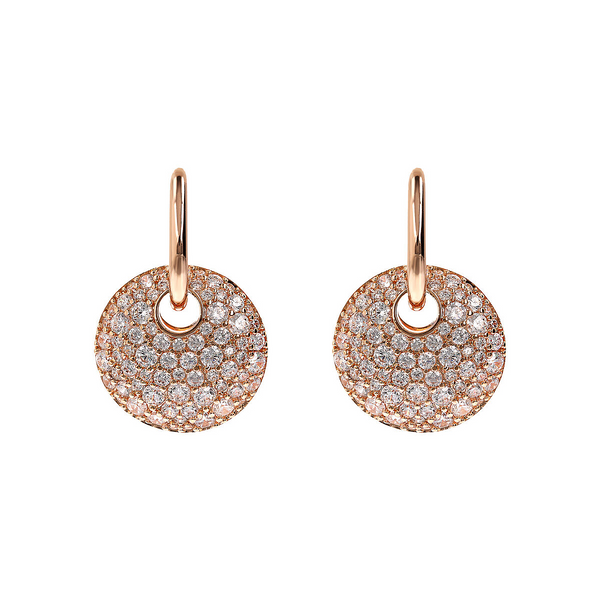 Boucles d'Oreilles Pendantes Rond Ajouré et Pavé en Oxyde de Zirconium