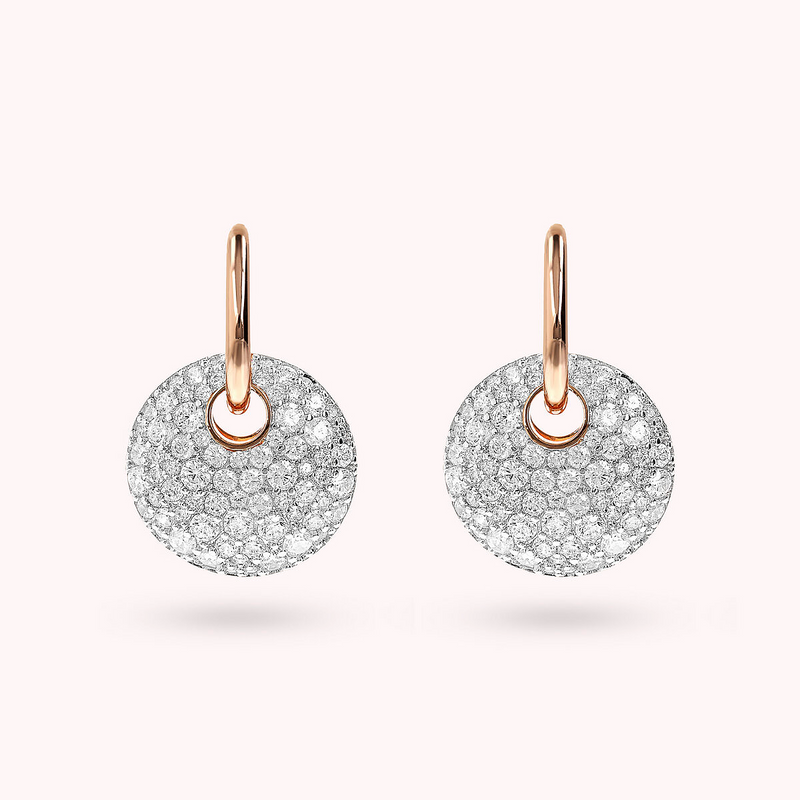 Boucles d'Oreilles Pendantes Rond Ajouré et Pavé en Oxyde de Zirconium