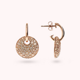 Boucles d'Oreilles Pendantes Rond Ajouré et Pavé en Oxyde de Zirconium