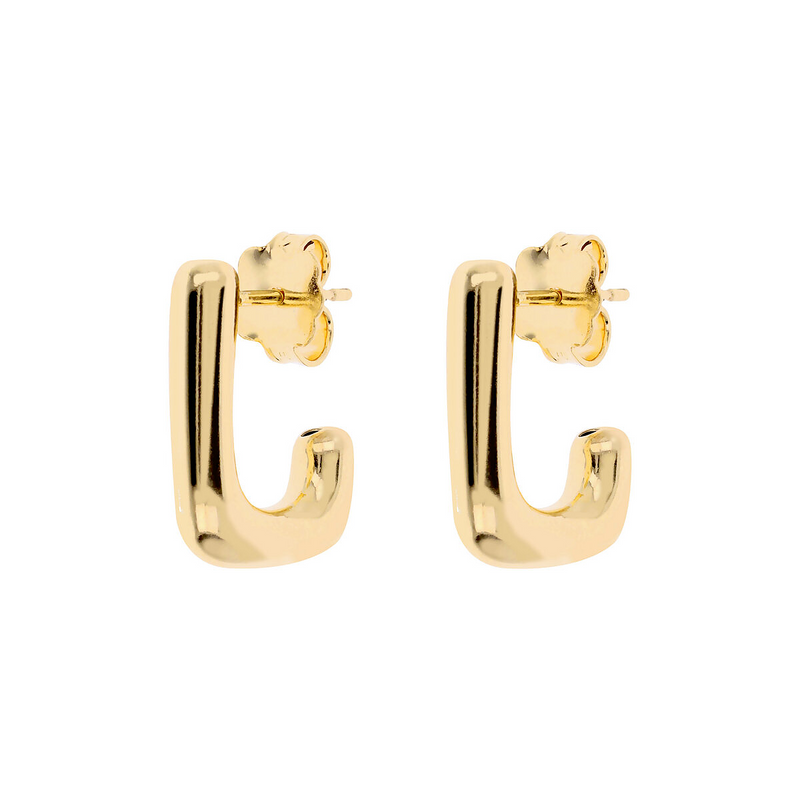 Golden Square Lobe Earrings