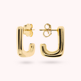 Golden Square Lobe Earrings