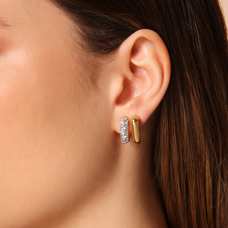 Golden Square Lobe Earrings