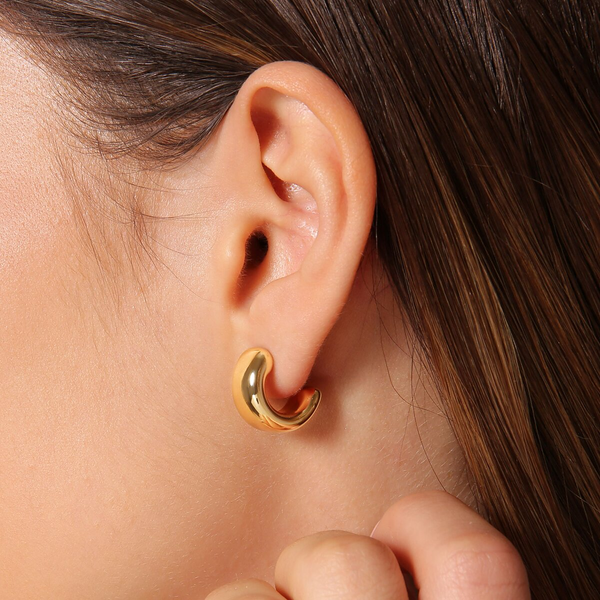 Golden Semicircle Lobe Earrings