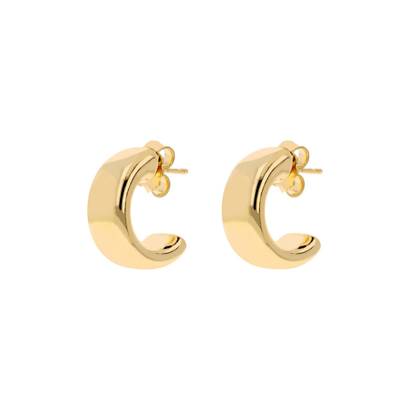 Golden Semicircle Lobe Earrings