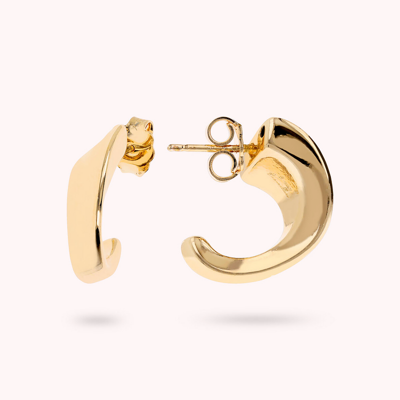 Golden Sinuous Design Lobe Earrings