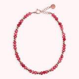 Collier Ras de Cou Rondelle Rosé Doré et Pierres Naturelles Facettées