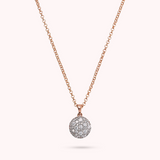 Collier chaîne Rolo avec pendentif rond pavé en zircone cubique