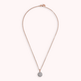 Rolo Chain Necklace with Round Pavé Pendant in Cubic Zirconia