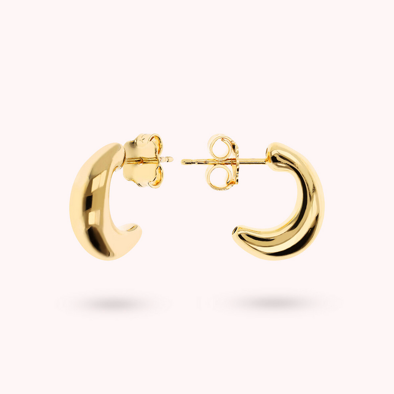 Half Moon Lobe Earrings with Golden Teardrop Cut