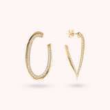 Golden Oval Drop Earrings with Cubic Zirconia