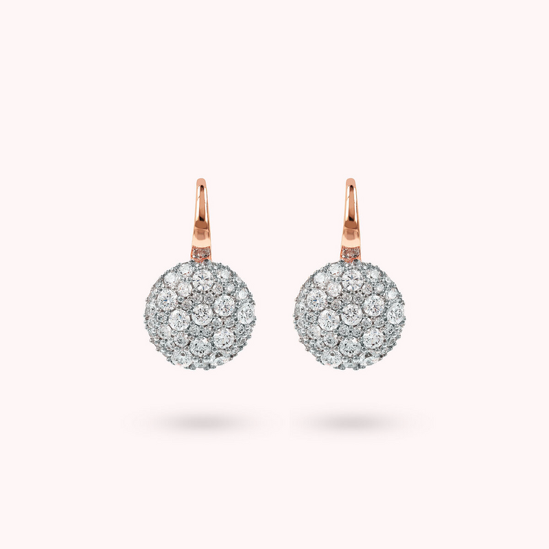 Dangle Earrings with Round Pavé in Cubic Zirconia