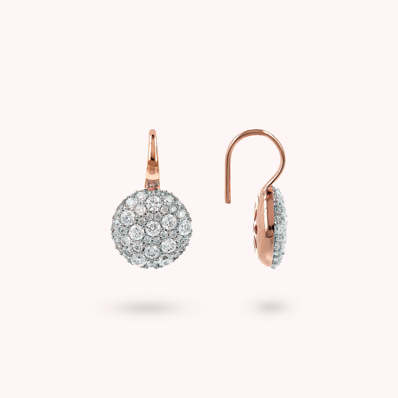 Dangle Earrings with Round Pavé in Cubic Zirconia