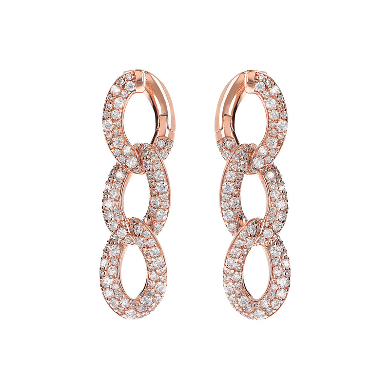 Grumetta Chain Pendant Earrings with Cubic Zirconia Pavé