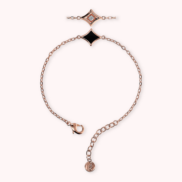 Bracciale Catena Forzatina e Ciondolo Étoile Reversibile con Smalto e Cubic Zirconia