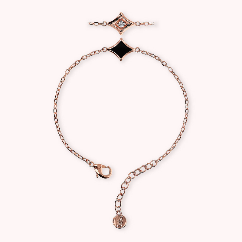 Forzatina Chain Bracelet and Reversible Étoile Pendant with Enamel and Light Point in Cubic Zirconia