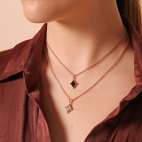 Necklace with Faceted Natural Stone and Etoile Pendant and Cubic Zirconia