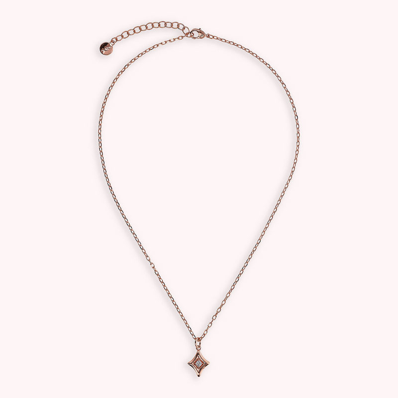 Collana Girocollo Catena Forzatina e Pendente Étoile Reversibile Smaltato con Cubic Zirconia