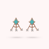 Enamelled Stud Earrings with Étoile and Small Light Points in Cubic Zirconia