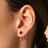 Enamelled Stud Earrings with Étoile and Small Light Points in Cubic Zirconia