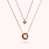 Multistrand Graduated Forzatina Chain Necklace with Heart Pendant and Letter Pendant