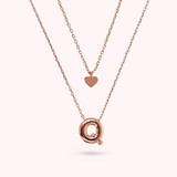 Multistrand Graduated Forzatina Chain Necklace with Heart Pendant and Letter Pendant