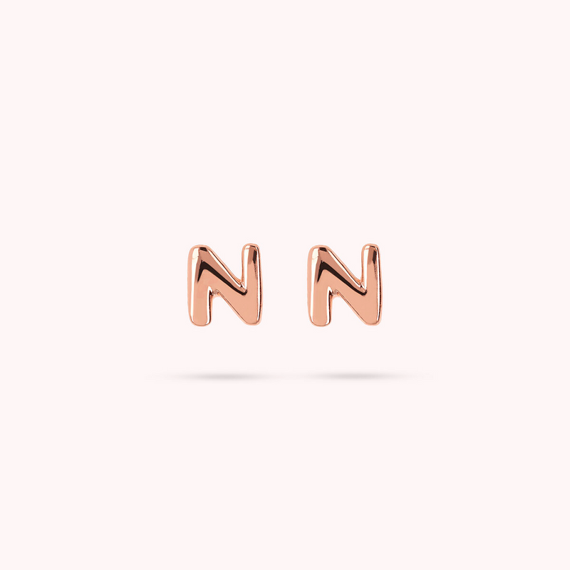 Stud Earrings with Letter