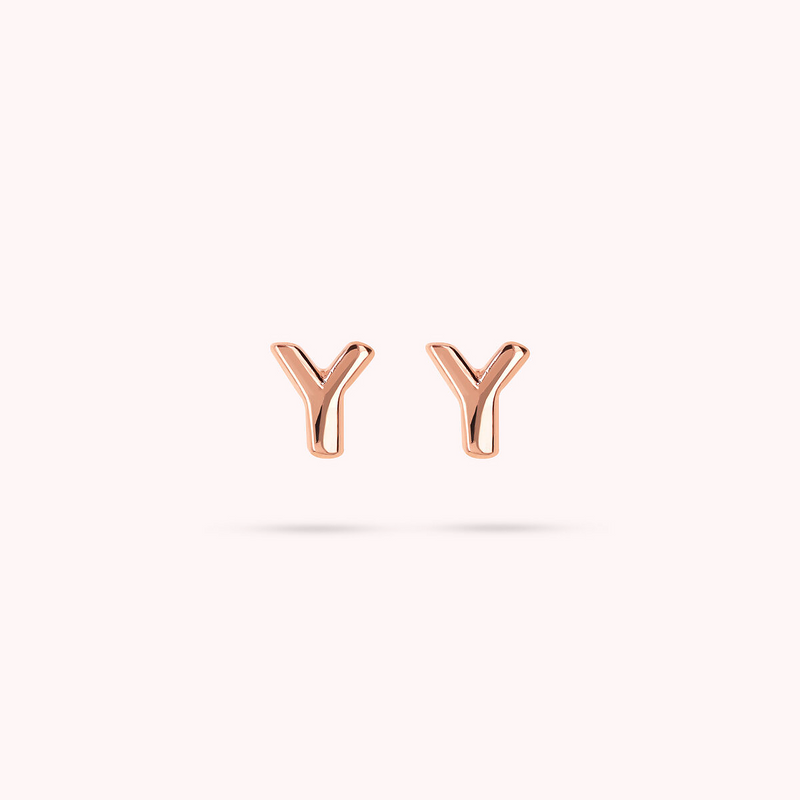 Stud Earrings with Letter