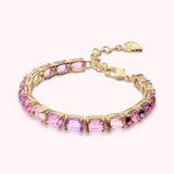 Bracciale Tennis Golden con Prisma Gem Verdi e Blu Taglio Mosaico