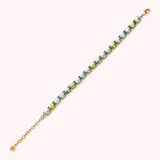 Bracciale Tennis Golden con Prisma Gem Verdi e Blu Taglio Mosaico