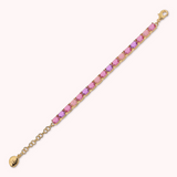 Bracciale Tennis Golden con Prisma Gem Verdi e Blu Taglio Mosaico