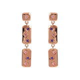 Étoile Pendant Earrings with Rectangular Elements and Light Points in Cubic Zirconia