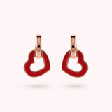 Double Enamelled Heart and Oval Link Earrings