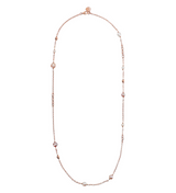 Long Rolo Chain Necklace with Golden Rosé Bead and Freshwater Pearls Ø 6/10.5 mm