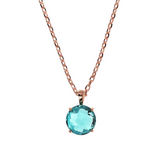 Rolo Chain Necklace with Mosaic Cut Gem Prism Pendant