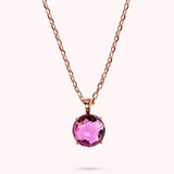 Rolo Chain Necklace with Mosaic Cut Gem Prism Pendant