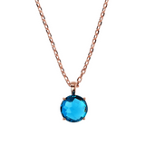 Rolo Chain Necklace with Mosaic Cut Gem Prism Pendant