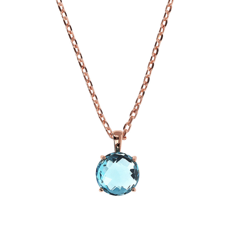 Rolo Chain Necklace with Mosaic Cut Gem Prism Pendant