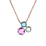 Collier avec Pendentif Trilogie en Pierre Prisma Gem Coupe Mosaïque