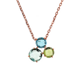 Collier avec Pendentif Trilogie en Pierre Prisma Gem Coupe Mosaïque